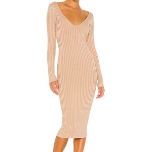 FINAL SALE NBD Tan Ribbed Knit Dress